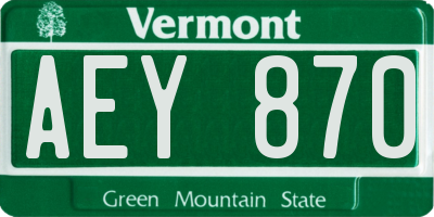 VT license plate AEY870