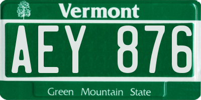 VT license plate AEY876