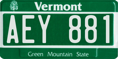 VT license plate AEY881