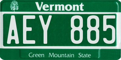 VT license plate AEY885