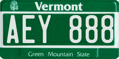 VT license plate AEY888