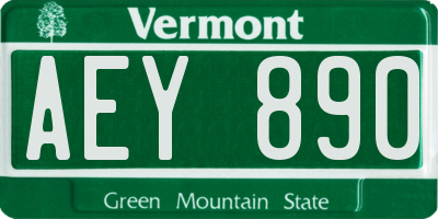VT license plate AEY890
