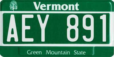VT license plate AEY891
