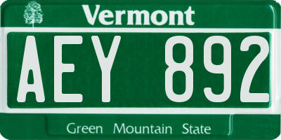 VT license plate AEY892