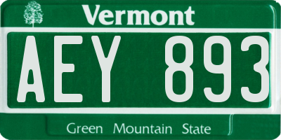 VT license plate AEY893