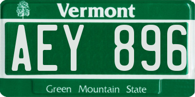 VT license plate AEY896