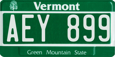 VT license plate AEY899