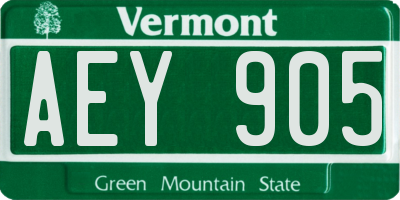 VT license plate AEY905