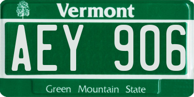 VT license plate AEY906
