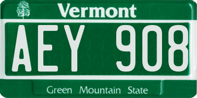 VT license plate AEY908