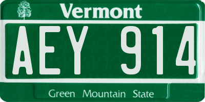 VT license plate AEY914