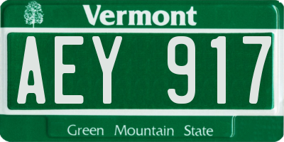 VT license plate AEY917