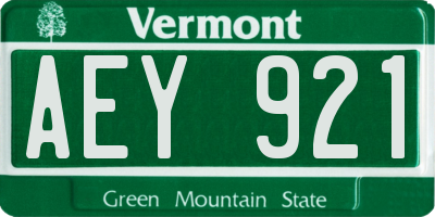 VT license plate AEY921