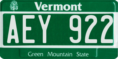 VT license plate AEY922