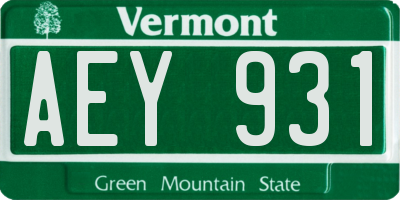 VT license plate AEY931