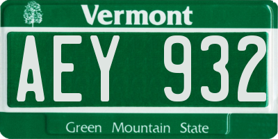 VT license plate AEY932