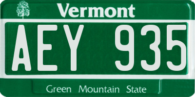 VT license plate AEY935