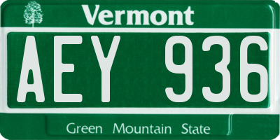 VT license plate AEY936