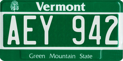 VT license plate AEY942