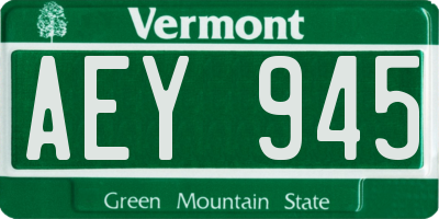 VT license plate AEY945