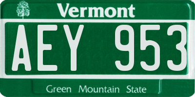 VT license plate AEY953