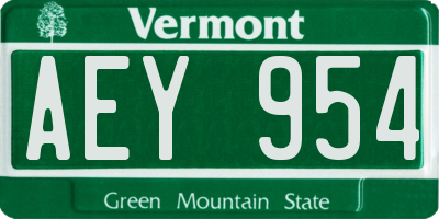VT license plate AEY954