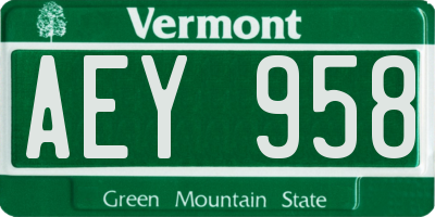VT license plate AEY958