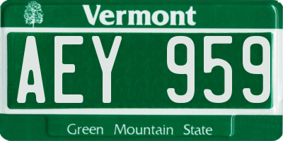 VT license plate AEY959