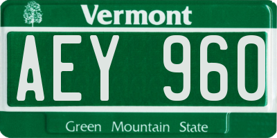VT license plate AEY960