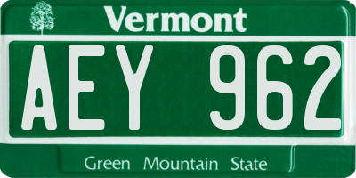 VT license plate AEY962