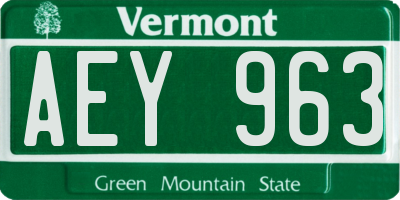 VT license plate AEY963