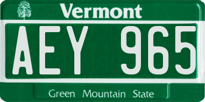 VT license plate AEY965