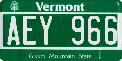 VT license plate AEY966