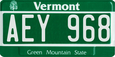 VT license plate AEY968