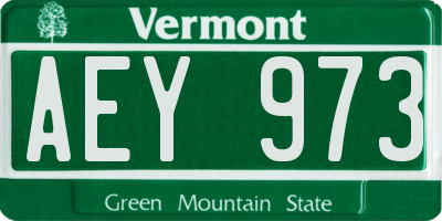 VT license plate AEY973