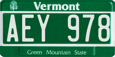VT license plate AEY978
