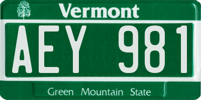 VT license plate AEY981