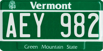 VT license plate AEY982