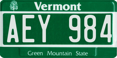 VT license plate AEY984