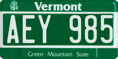 VT license plate AEY985