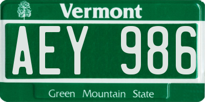 VT license plate AEY986