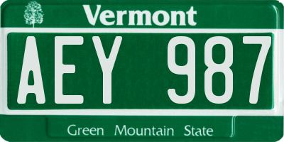 VT license plate AEY987