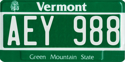 VT license plate AEY988
