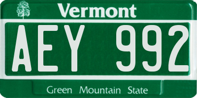 VT license plate AEY992