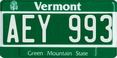 VT license plate AEY993
