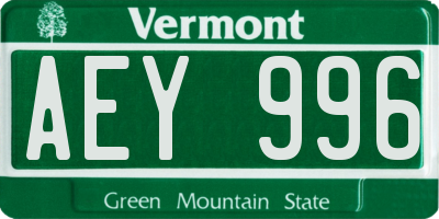 VT license plate AEY996
