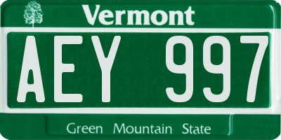 VT license plate AEY997