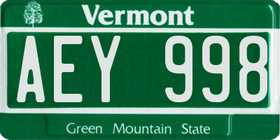 VT license plate AEY998