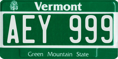 VT license plate AEY999