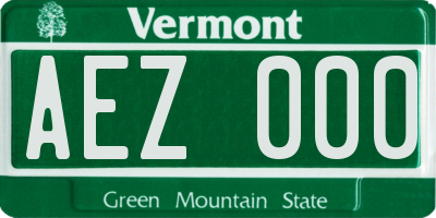 VT license plate AEZ000
